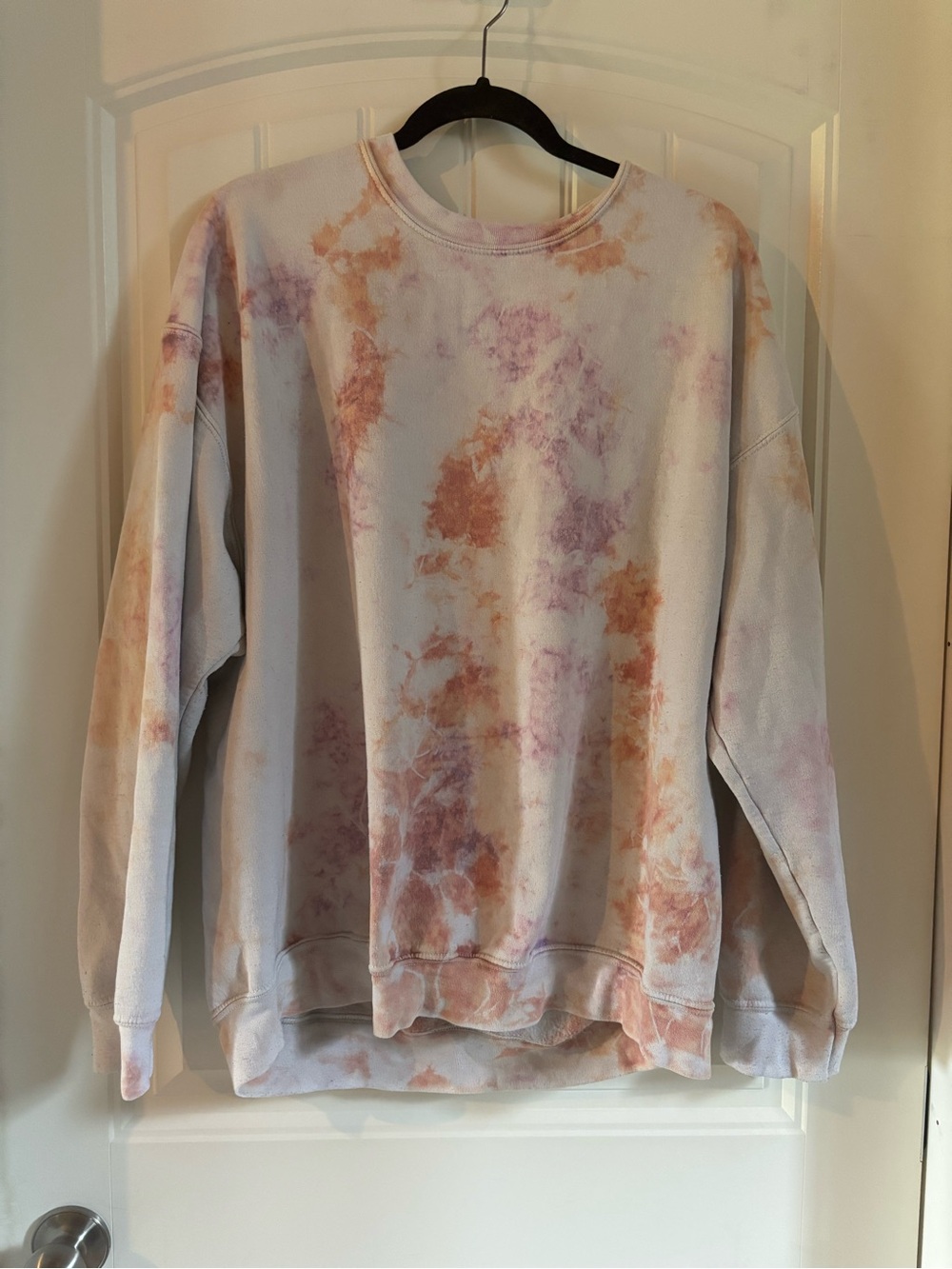 Urban Outfitters Pastel Tie-Dye Crewneck Sweatshirt in Pink and Tan